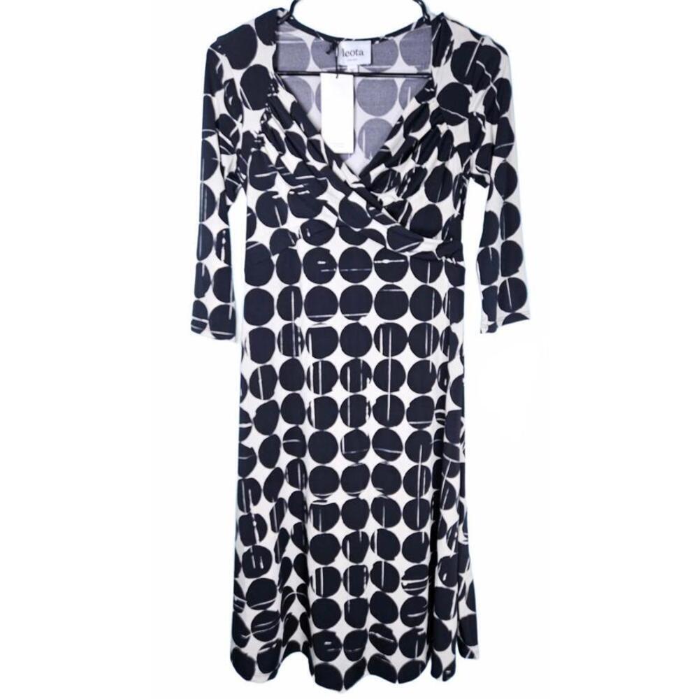 Leota Women's Polka Black/Cream Dot Dress - Extra‎ Small NWT